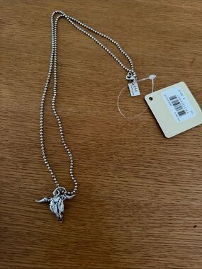 Haute Hippie Silver Long Bull Skull Pendant Necklace